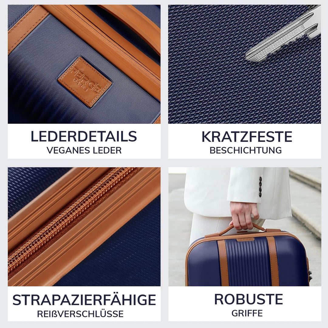FERGÉ Kofferset Hartschale 5-teilig Milano 3 Grössen Hartschalenkoffer Set + Reisetasche + Kulturbeu