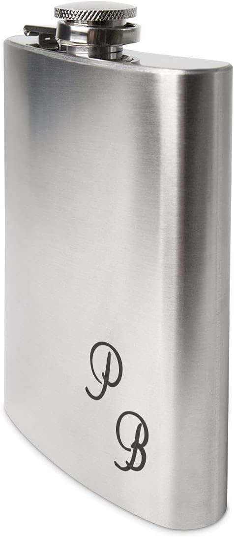 Edelstahl Flachmann 237 ml silber inkl. individuelle Gravur in Schwarz von Paule Black - personalisi