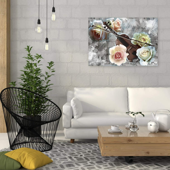 Feeby Bild auf Leinwand Rosen Kunstdruck modern Natur Beige 80x60 cm Leinwandbild 80x60 cm Beige_A,