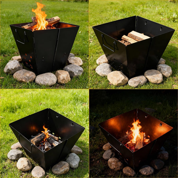 Tragbare Feuerstelle für Camping, Faltbare Outdoor-Feuerschale, Robuste Eisen-Feuerstelle für Terras