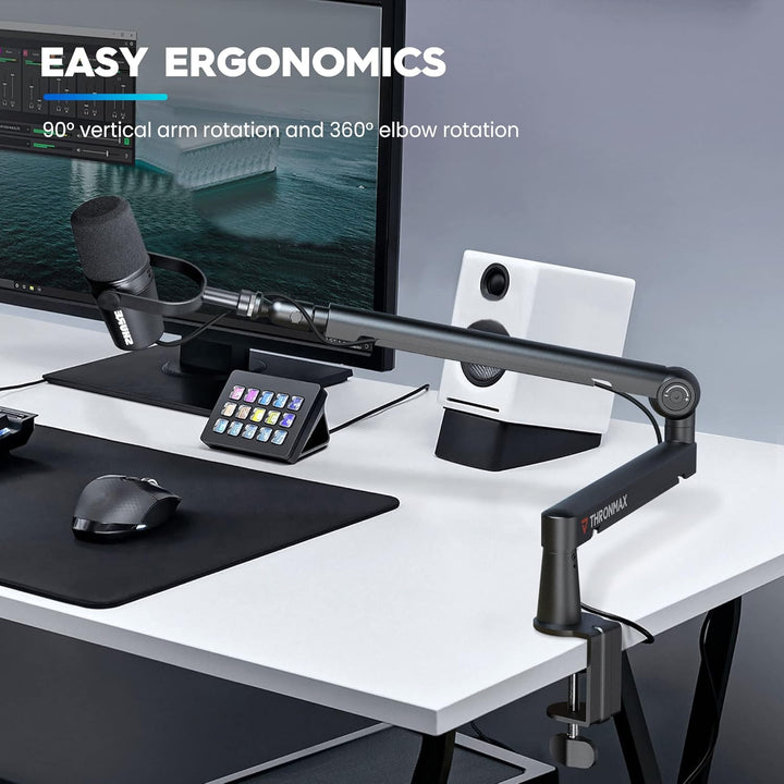 THRONMAX Twist S6 Mikrofonarm, Low-Profile-Mikrofonständer mit Kabelmanagement, Tischklemme, Vielsei