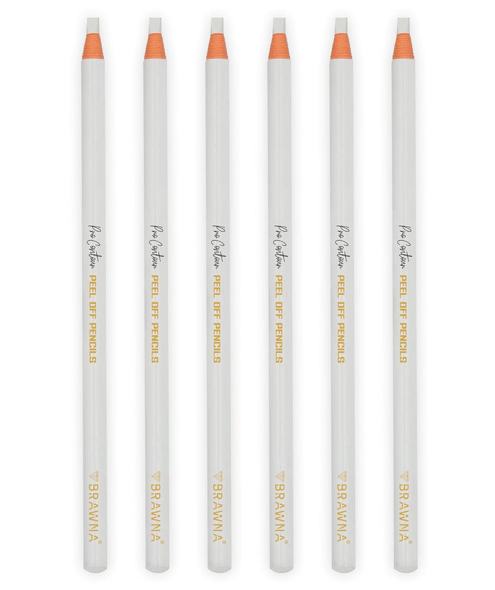 BRAWNA 6er Set Brow Pro Peel-Off Mapping Stifte Weiss – Präzise Augenbrauen &amp; Lippen Vorzeichnung –
