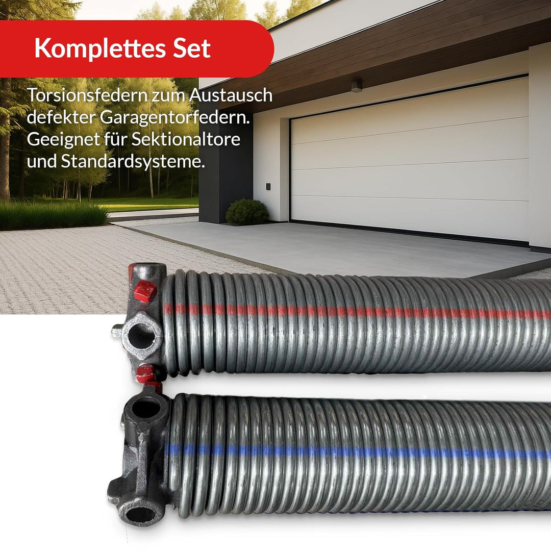 KASTOM Garagentor Torsionsfedern Set SPRINGSERVICE verzinkt 1 Paar Federn links rechts – Ersatzfeder