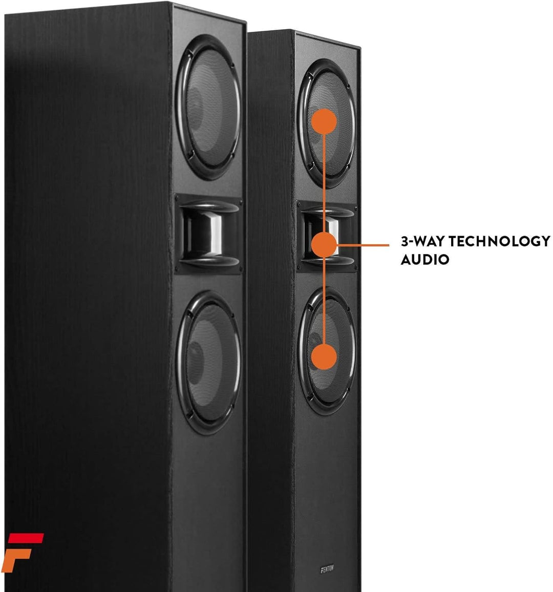 Fenton SHF700B - Standlautsprecher Paar, HiFi Lautsprecher Stereo Set, 400 Watt Standlautsprecher 3-