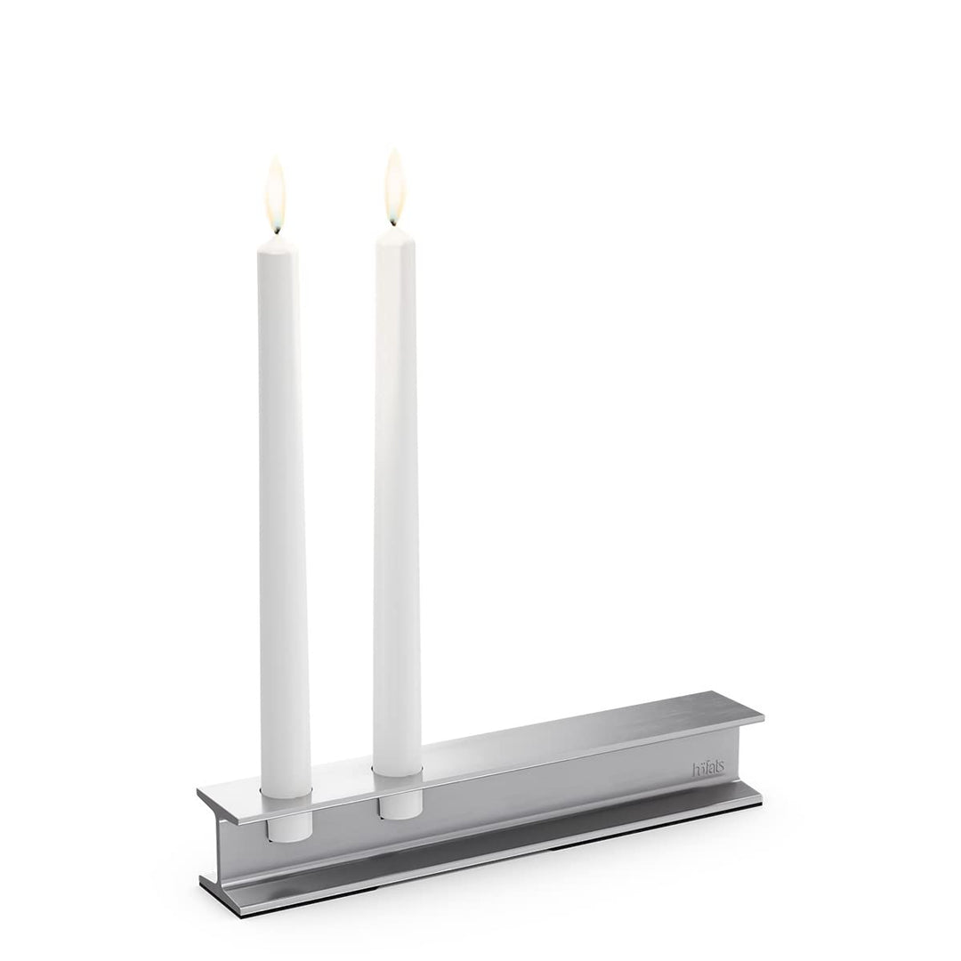 höfats - HENRY METAL II Silber - Design Kerzenhalter für zwei Stabkerzen - moderner Kerzenständer im