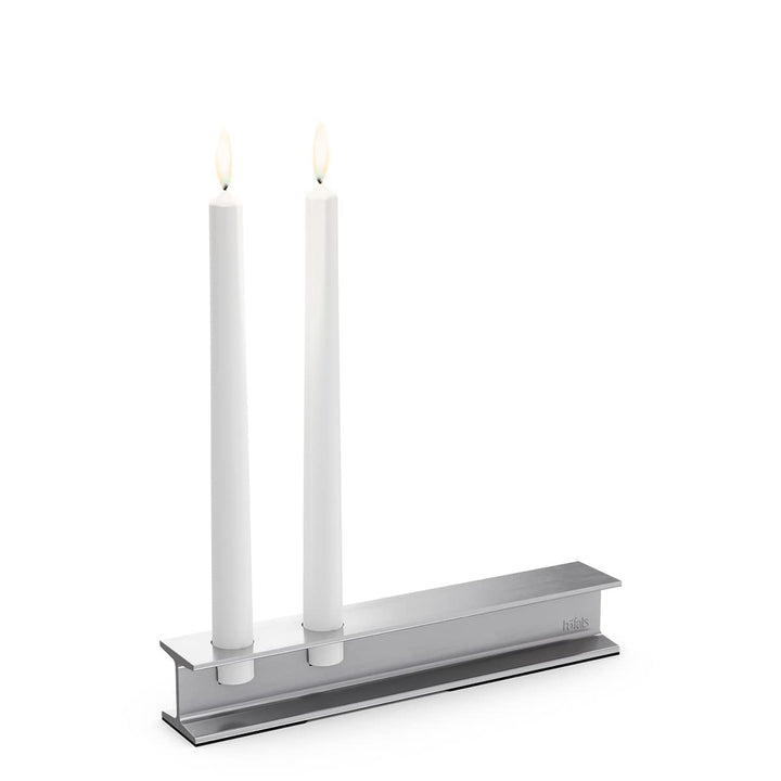 höfats - HENRY METAL II Silber - Design Kerzenhalter für zwei Stabkerzen - moderner Kerzenständer im