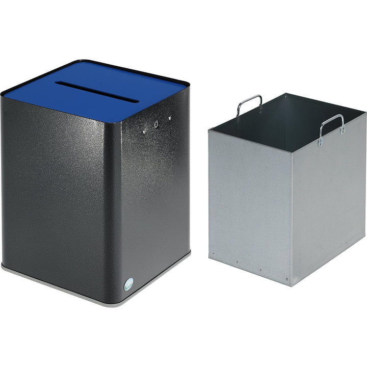 VAR | Datenschutz Papiersammler | 43 l | DSGVO-konform | antik-Silber/Blau