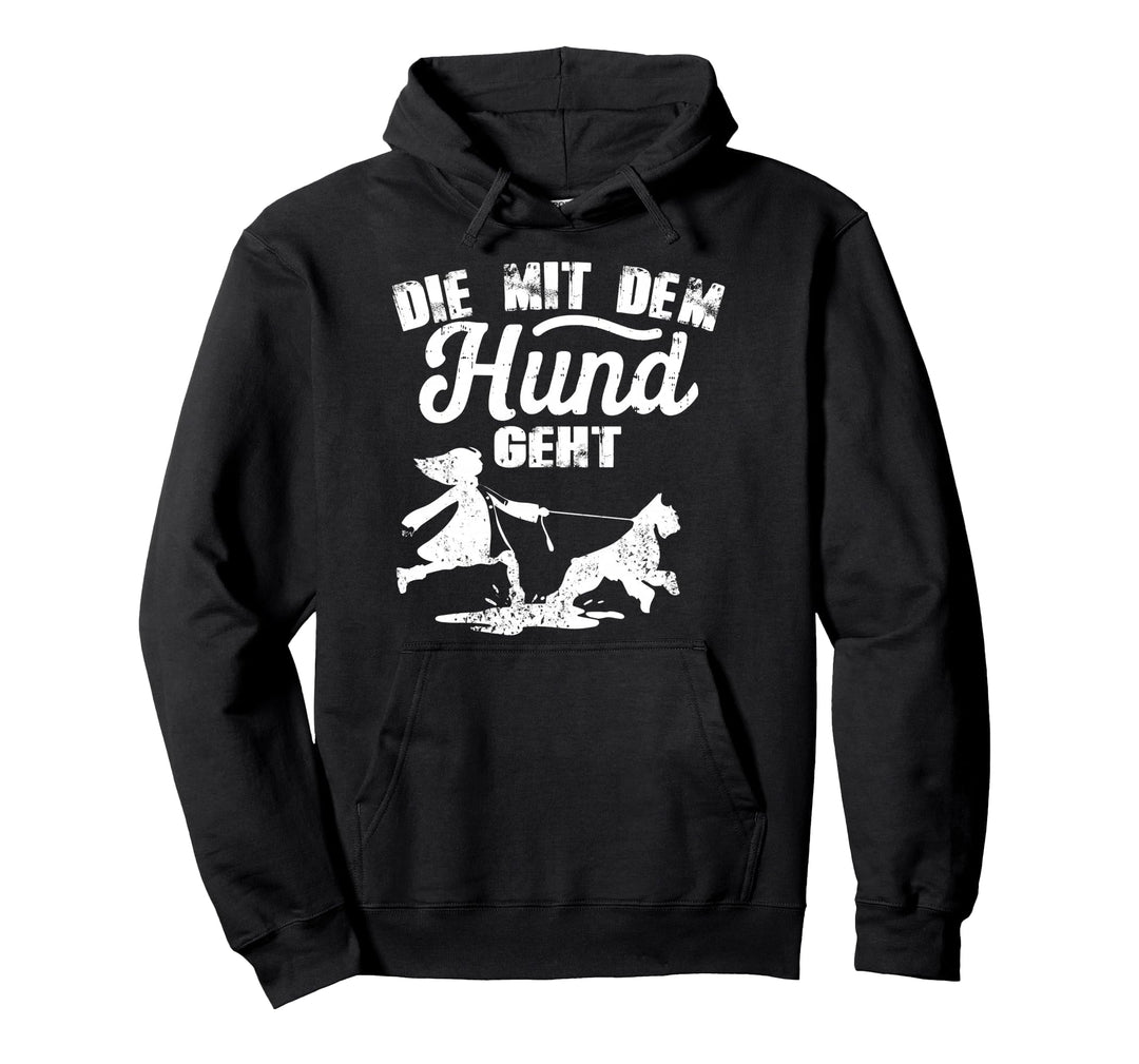Die mit dem Hunde Gassi geht Frauchen Geschenk Hundepfote Pullover Hoodie