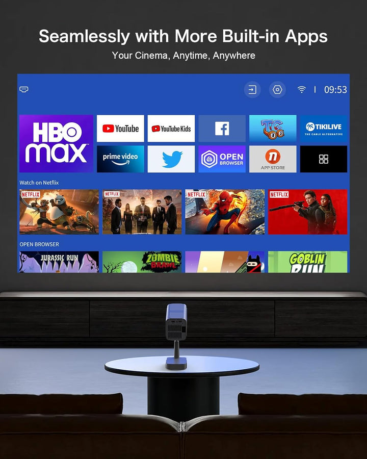 [Android TV OS & Teleskop Stand]Puxinat Smart Beamer mit WiFi6 und Bluetooth5.2, 300ANSI Elektrische