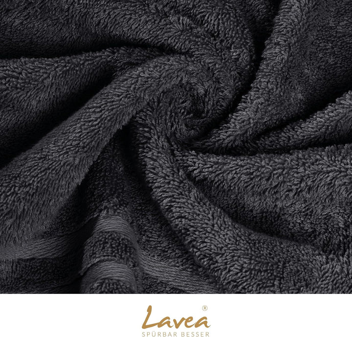 Lavea 2er Set Saunatuch 80x200cm, Frottierserie Elena, Anthrazit 2 x 80 x 200 cm Anthrazit, 2 x 80 x