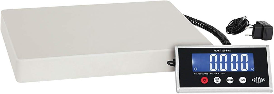 Wedo 507610010 Paket-Waage mit Zählfunktion 100 Plus inkl. Netzgerät, 100kg/ 10g 100kg/10g, 100kg/10