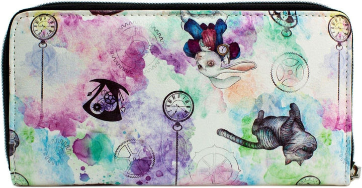 Alice In Wonderland Through The Looking Glass Portemonnaie Clutch Münzfach & Kartenhalter, Weiss