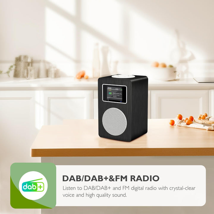 MangoKit MD4 DAB Radio mit Bluetooth,DAB Plus Digitalradio,UKW Radio,Küchenradios,Netz- und Batterie