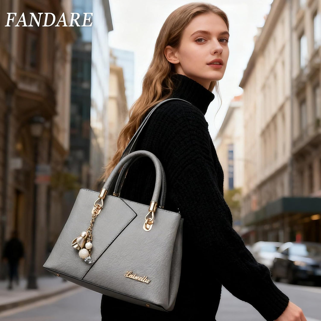 FANDARE Damen-Henkeltaschen Mehrfachtasche Handtasche PU-Leder Umhängetaschen Schultertaschen Wasser