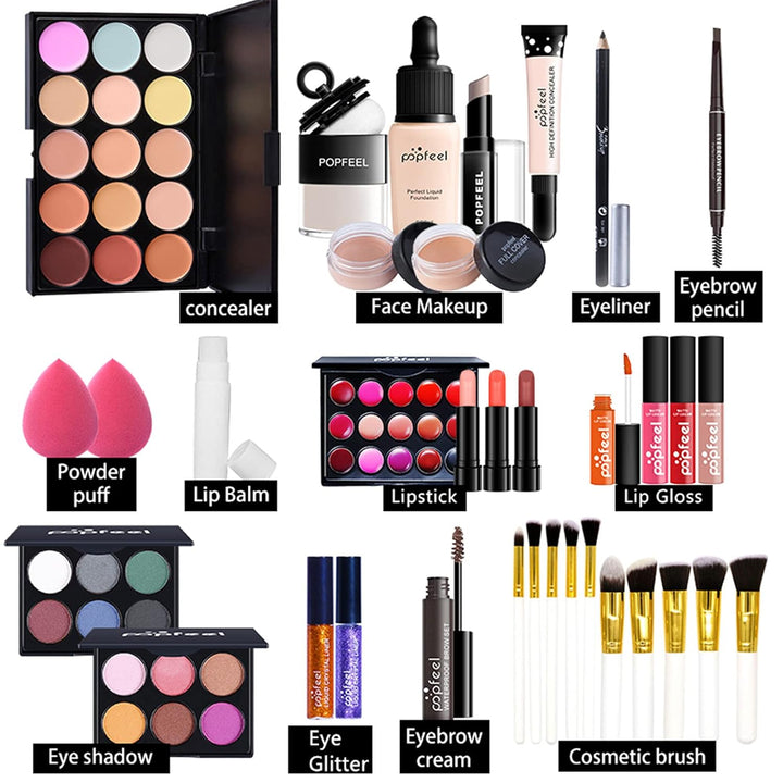 CHSEEA 7 Stück Schmink Geschenkset Mit Box Make-Up Set Kosmetik Makeup Paletten Schminkkoffer Enthäl