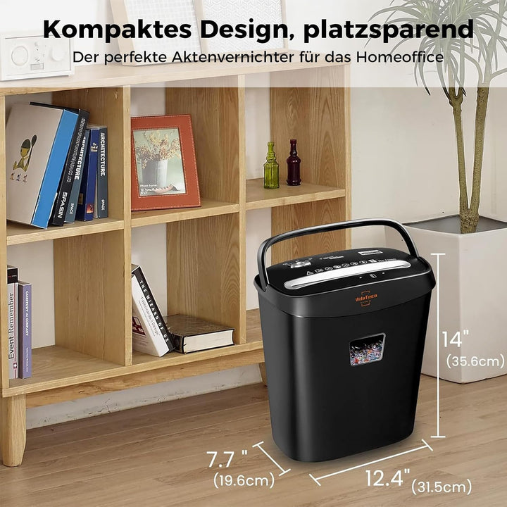 Aktenvernichter, VidaTeco 8 Blatt Kreuzschnitt Papierschredder für Kreditkarten/Heftklammer für Zuha