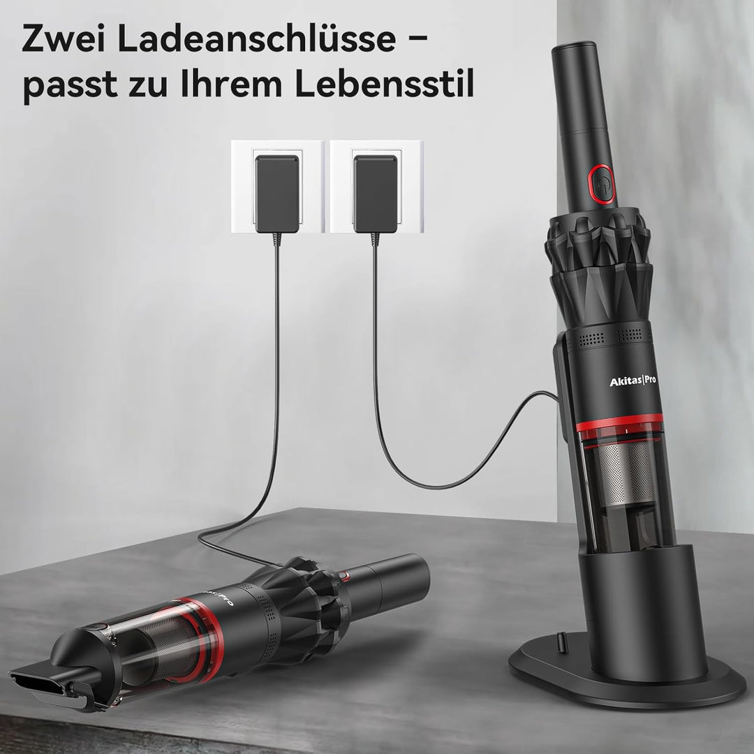 Akitas Pro H2 Handstaubsauger, Handstaubsauger Akku - 0,5 kg Ultra-Leichter Staubsauger: Bis zu 26 M