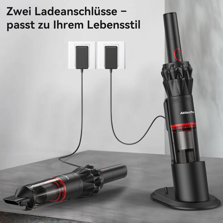 Akitas Pro H2 Handstaubsauger, Handstaubsauger Akku - 0,5 kg Ultra-Leichter Staubsauger: Bis zu 26 M