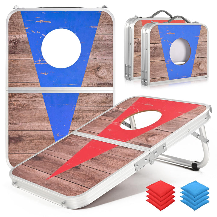 ROPODA Cornhole Set, Tragbares Wurfspiel Game Set mit 8 Sitzsäcken, Leichtes Beanbag-Brett mit Kante