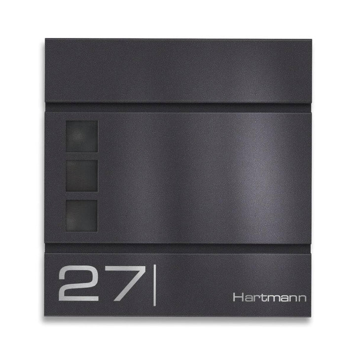Metzler Briefkasten in Eisenglimmer DB703 Cube - Name & Hausnummer als Lasergravur - Design Wandbrie