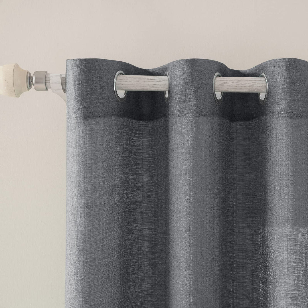 MIULEE 2er Set Voile Vorhang Sheer Leinenvorhang mit Ösen Transparente Unregelmässige Textur Gardine