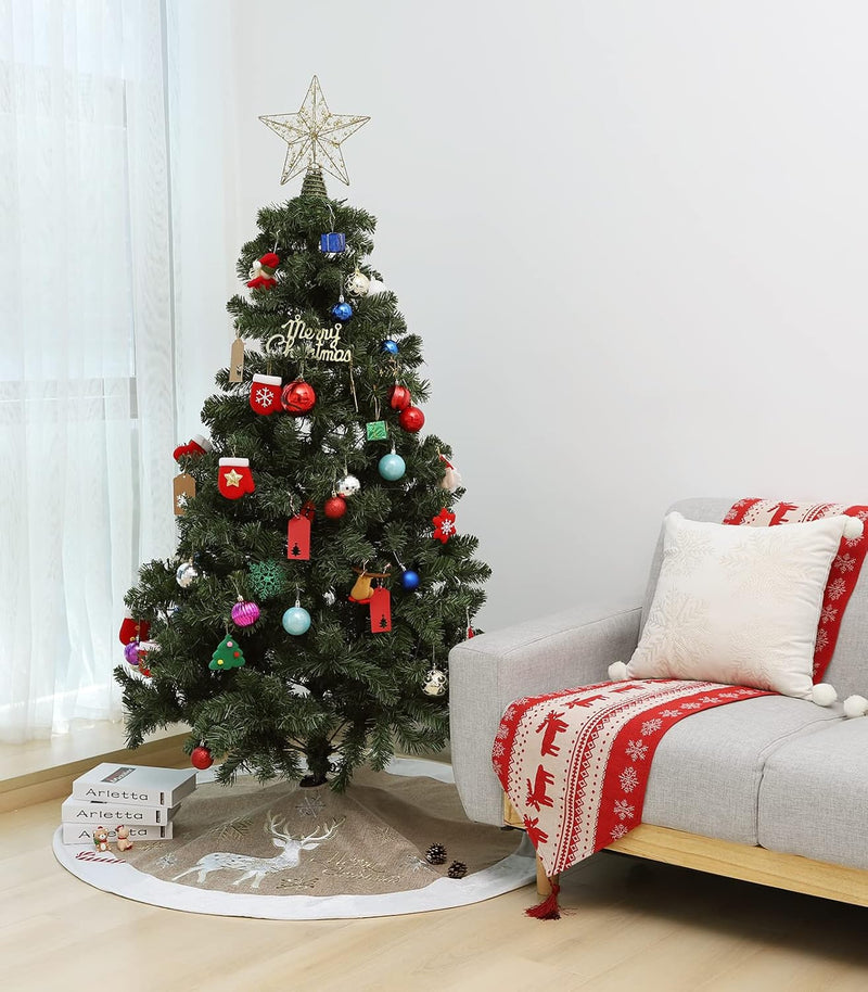 Lewondr Weihnachtsbaum Rock, 120CM Rund Weihnachtsbaumdecke Christbaumständer Teppich mit Exquisiter