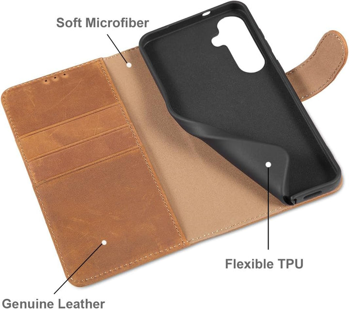LENSUN Echtleder Hülle für Samsung Galaxy S26 Plus, Handyhülle [Premium Echtes Leder][RFID Schutz][K