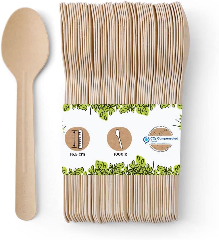 BIOZOYG Papierlöffel 16,5 cm braun I Catering Löffel aus Papier formstabil umweltfreundlich und kuns