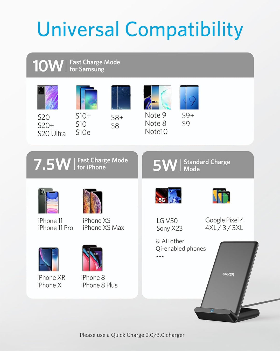 Anker 313 Induktive Ladestation, Qi-zertifiziert, Geeignet für iPhone 16 / 15 / 15 Pro / 15 Pro Max,