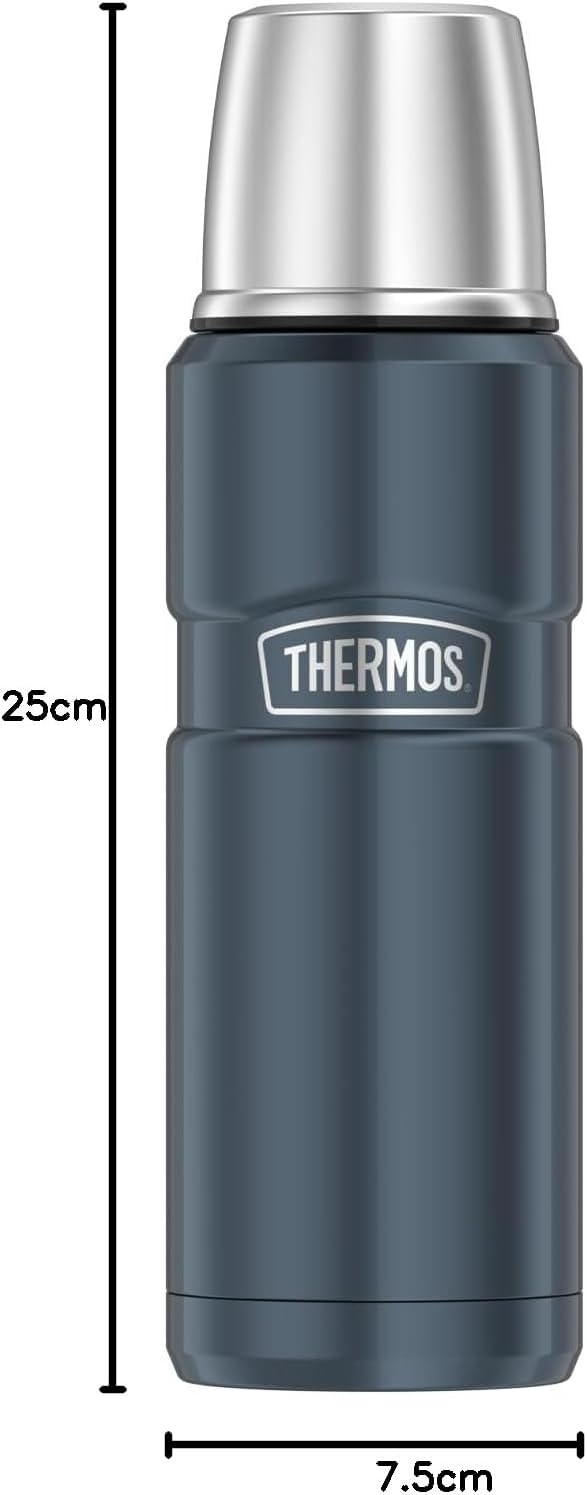 THERMOS STAINLESS KING Thermosflasche ice grey 0,47l - Edelstahl, absolut dicht, mit Trinkbecher, 12
