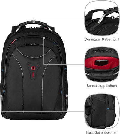 WENGER Carbon Laptop-Rucksack, Notebook bis 17 Zoll, 30 l, Damen Herren, Business Uni Schule Reisen,