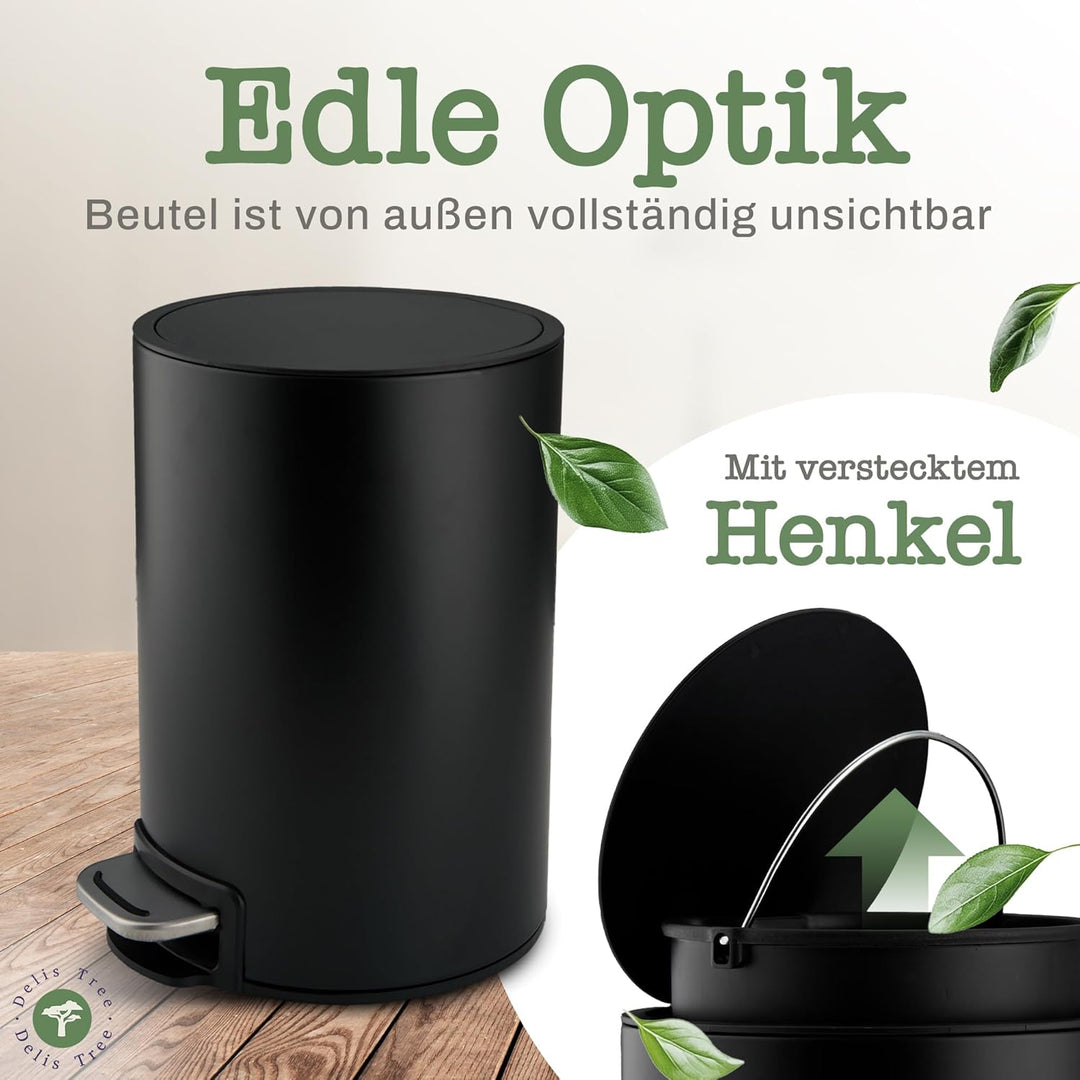 Mülleimer 5L, Tretmülleimer mit edlem Design & Softclose, Anti-Geruch Abfalleimer, für Bad Badezimme