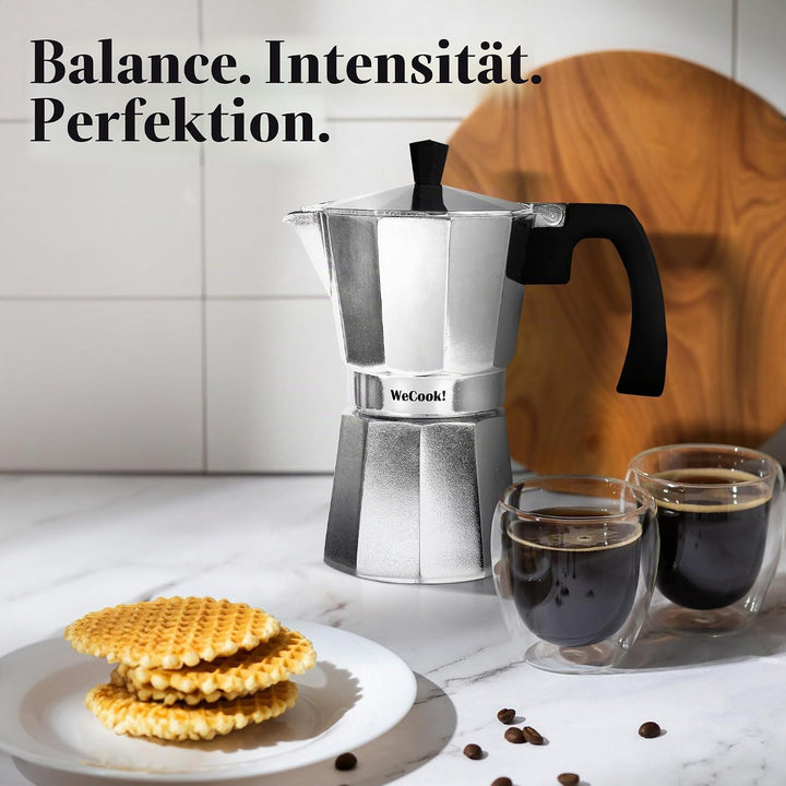 WECOOK! Paola – Espressokocher Aluminium 3 Tassen | Geeignet für Gas-, Elektro- und Glaskeramikherde