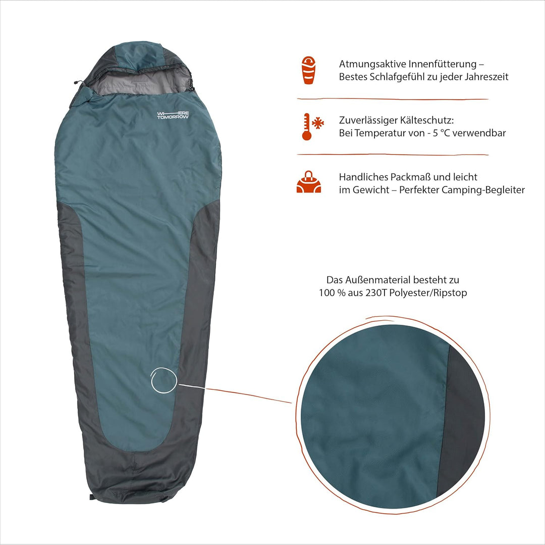 Where Tomorrow Ultraleicht Schlafsack | Outdoor Sommerschlafsack | Camping, Festival, Reise | 3-4 Ja
