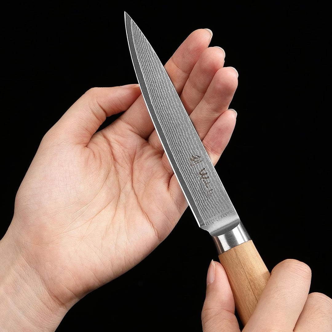 Wakoli Olive Damastmesser Allzweckmesser extrem scharfe 12,50 cm Klinge aus 67 Lagen I Damast Küchen