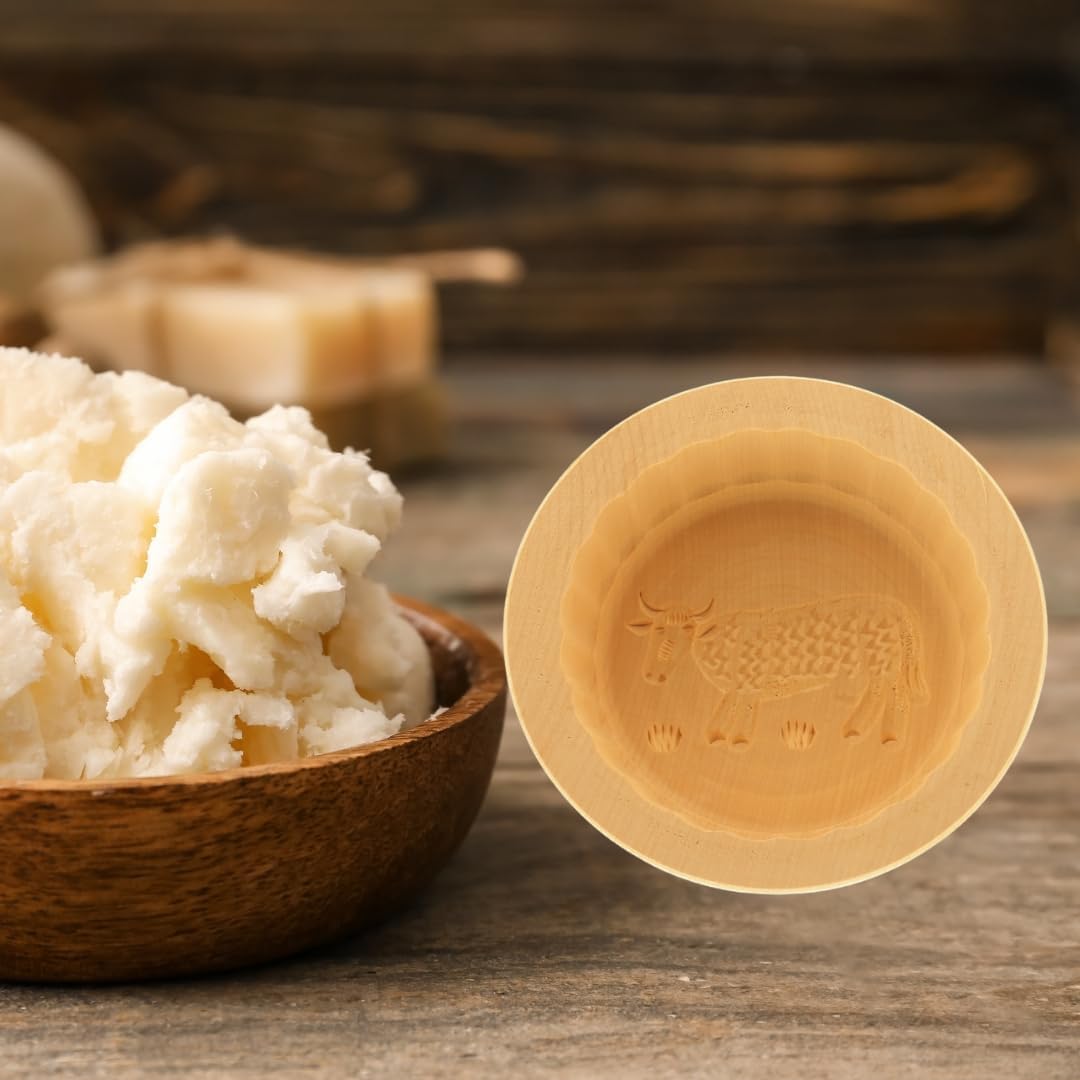 HOFMEISTER® Butterform 250g Butter selbermachen - 11 cm, Kuh, handgefertigt aus Holz in Deutschland,
