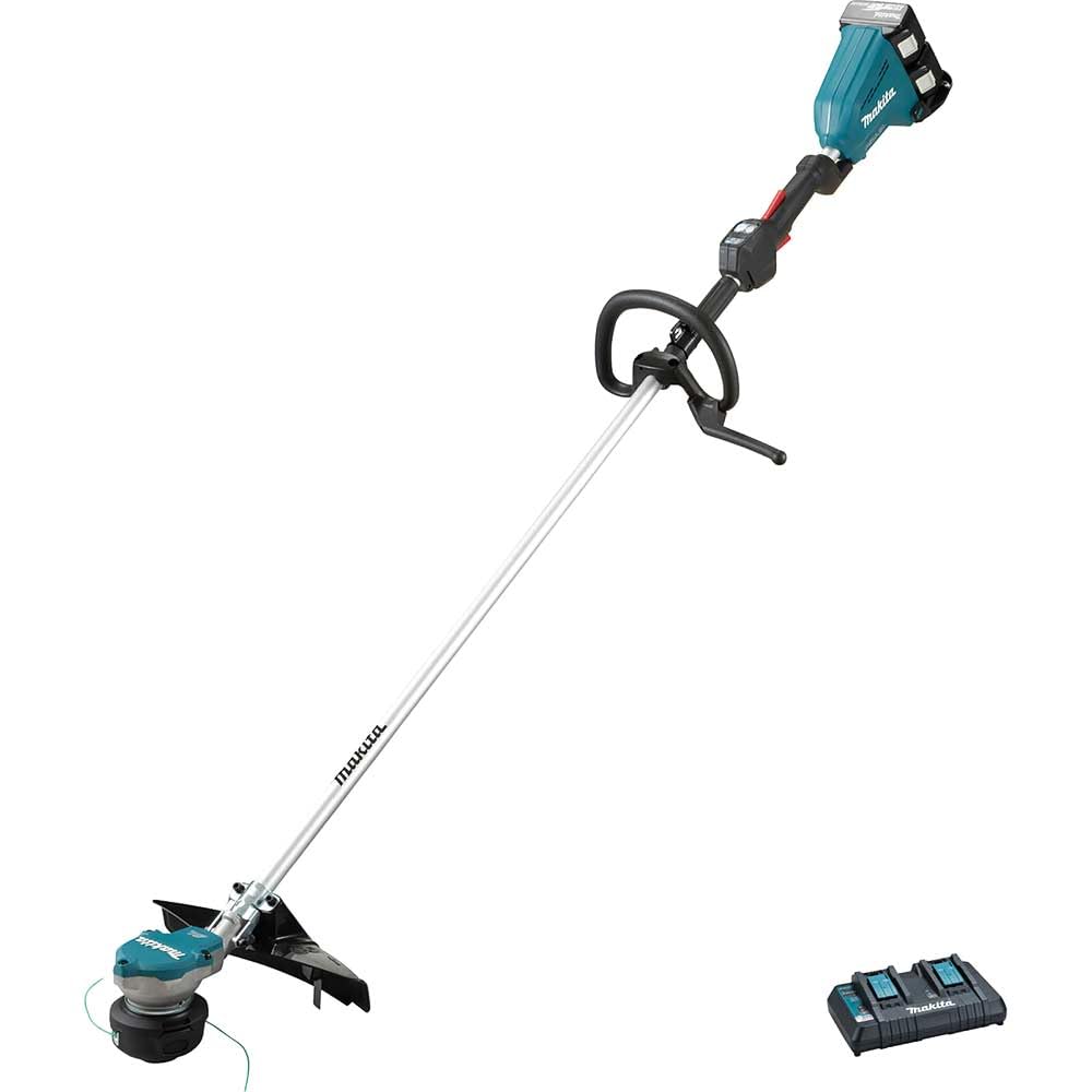 Makita DUR368LPT2 Twin 18V (36V) Li-Ion LXT Brushless Fadentrimmer komplett mit 2 x 5,0 Ah Akkus und