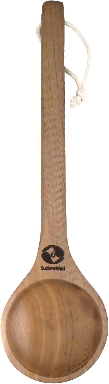 MaReBa24 Saunakübel und Kelle aus Red Cedar Holz mit Auslaufschutz - Saunaeimer Saunaset Saunazubehö