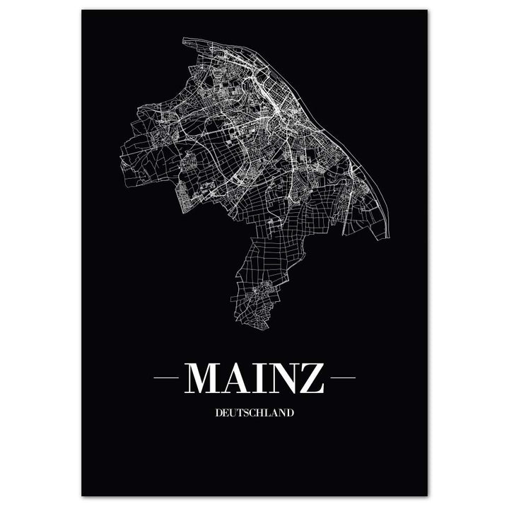 JUNIWORDS Stadtposter, Mainz, Wähle eine Grösse, 40 x 60 cm, Poster, Schrift A, Schwarz 40 x 60 cm S