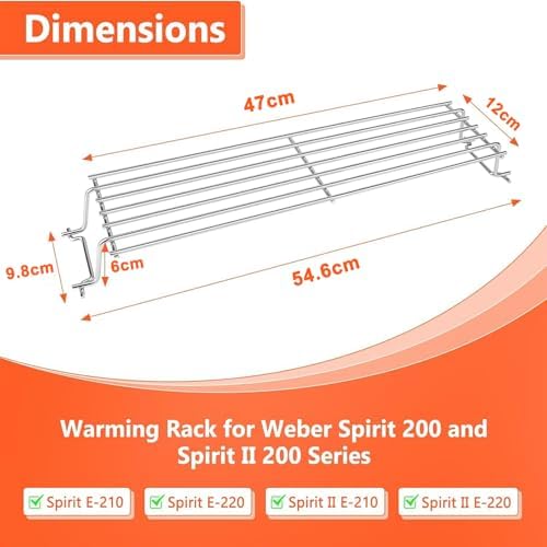 GFTIME 7637 69866 Edelstahl Grill-Warmhalterost ，Edelstahl Grillrost 44,5x26cm ， für Weber Spirit E2