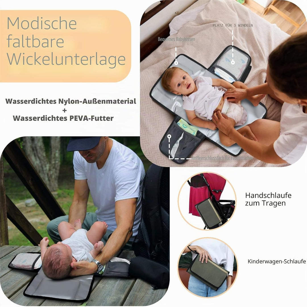 Wickelrucksack Gross - Baby Wickeltasche Rucksack Wasserdicht & Leicht mit Wickelunterlage, Schnulle