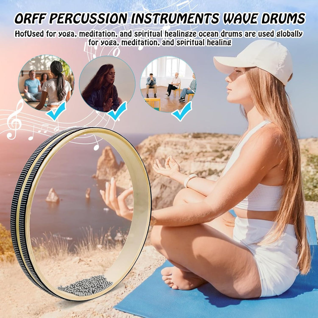 Wellentrommel 2 Stück, Ozeantromme, Trommel Ocean Drum mit Hartholzschale Stahlkugeln Musikinstrumen