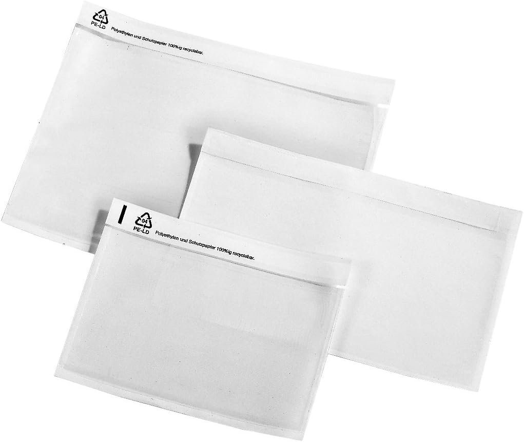 VELOFLEX 2050000 - TURA-Versandtaschen DIN C5, Lieferscheintaschen, selbstklebend, ohne Druck, 55 my
