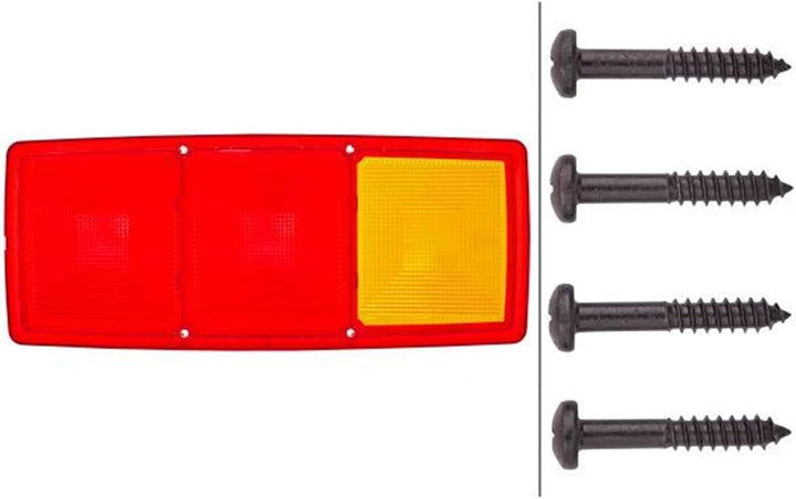 HELLA - Heckleuchte - Glühlampe - 12V - Einbau/geschraubt - Lichtscheibenfarbe: rot/gelb - Stecker:
