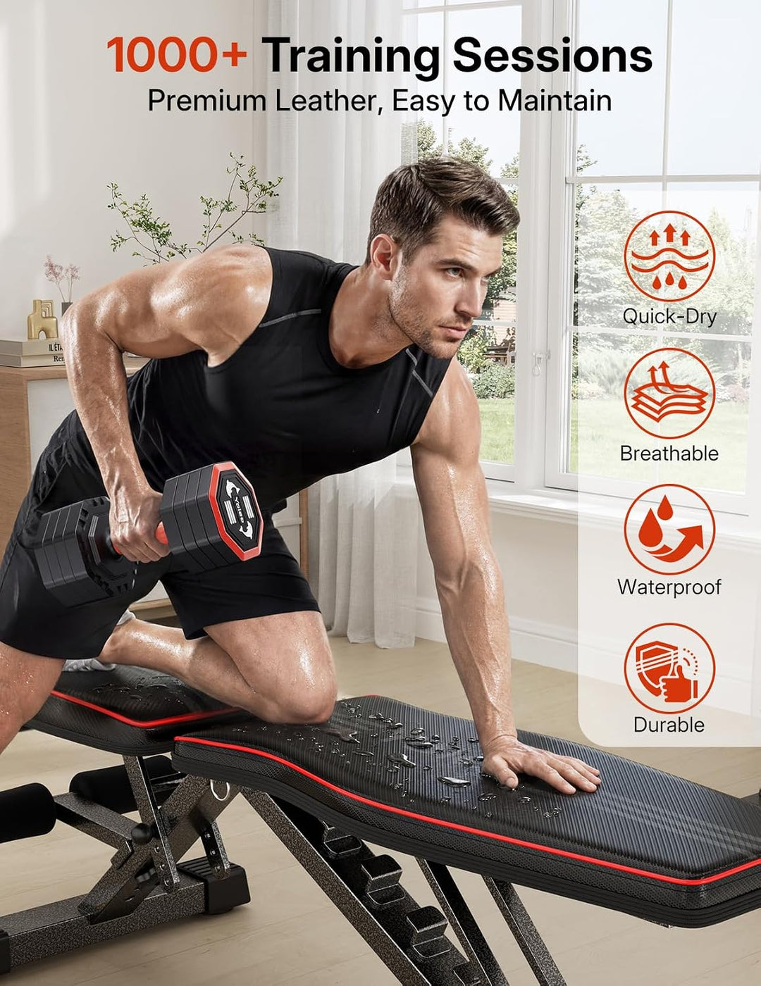 YOLEO klappbare Hantelbank Multifunktion Training Fitness Bank Bauchtrainer Schrägbank mit 6-Fach Ve