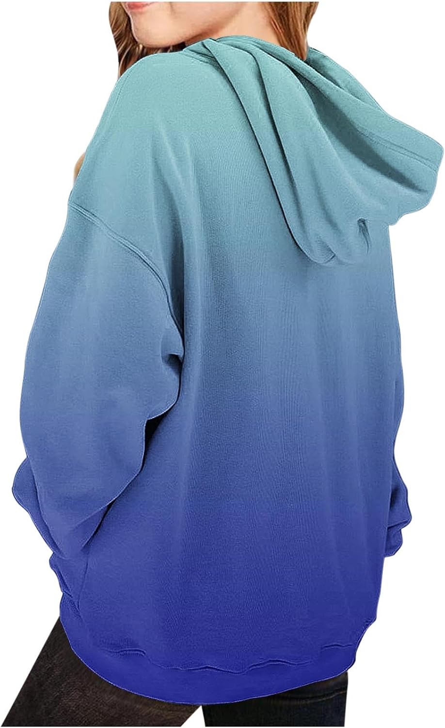Hoodie Mädchen Oversize Kapuzenpullover Farbverlauf Mode Sweatshirt Casual Pullover mit Kapuze Tasch