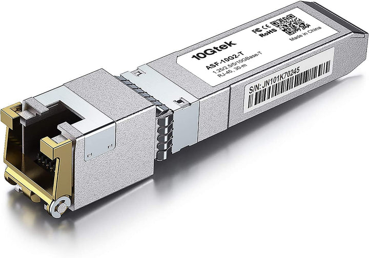 10Gtek 1.25/2.5/5/10GBase-T SFP+ RJ-45 CAT.6a Kupfer Transceiver 30-Meter, Auto-Negotiation SFP+ Eth