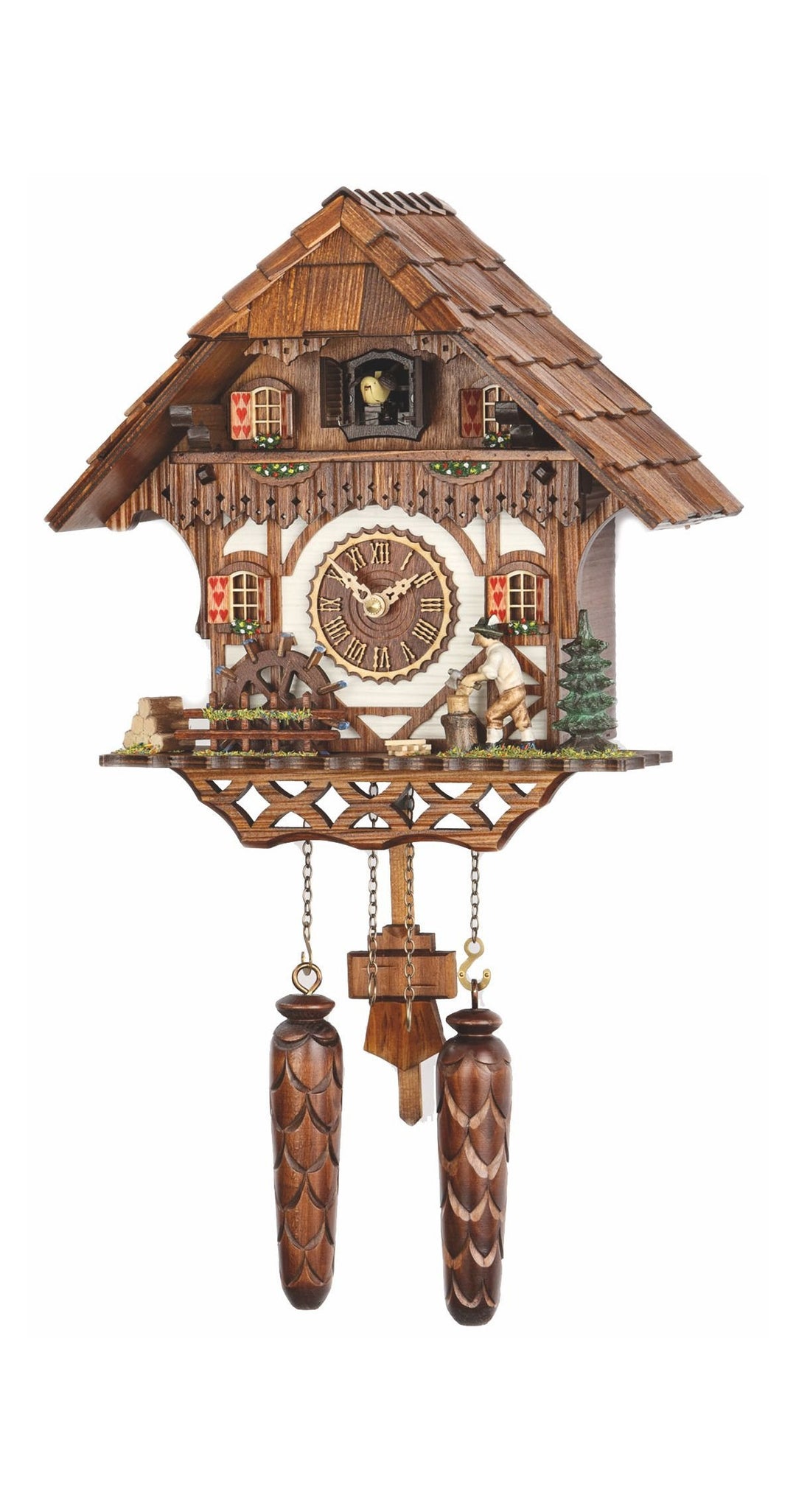 Trenkle Quarz Kuckucksuhr Schwarzwaldhaus mit Musik, Holzhacker TU 468 QM HZZG
