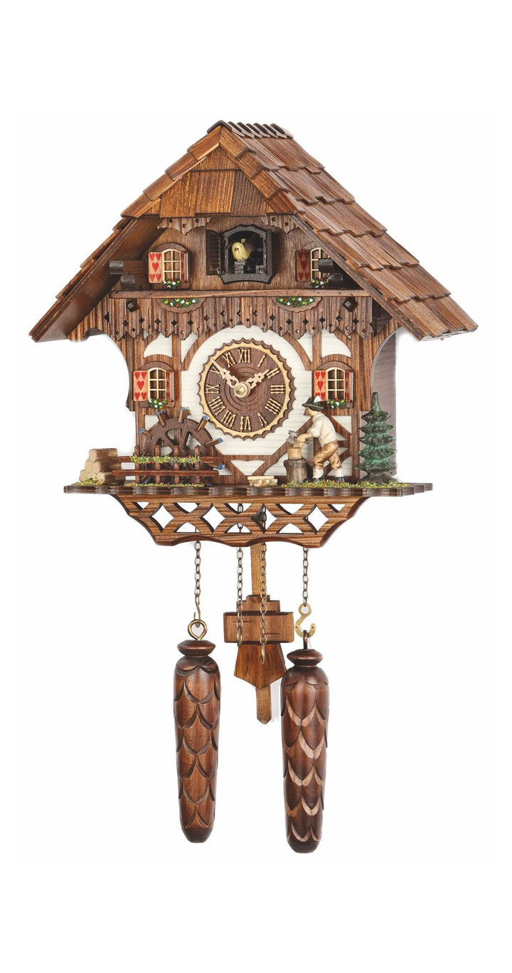 Trenkle Quarz Kuckucksuhr Schwarzwaldhaus mit Musik, Holzhacker TU 468 QM HZZG