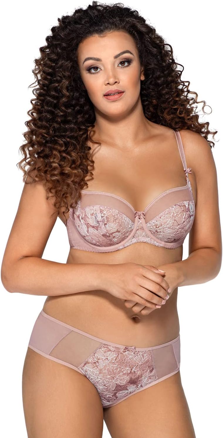 AVA Dame Soft-BH Geblümt Netz Bügel Klassisch Träger Spitze 1982 Lianel 65F Rosa, 65F Rosa